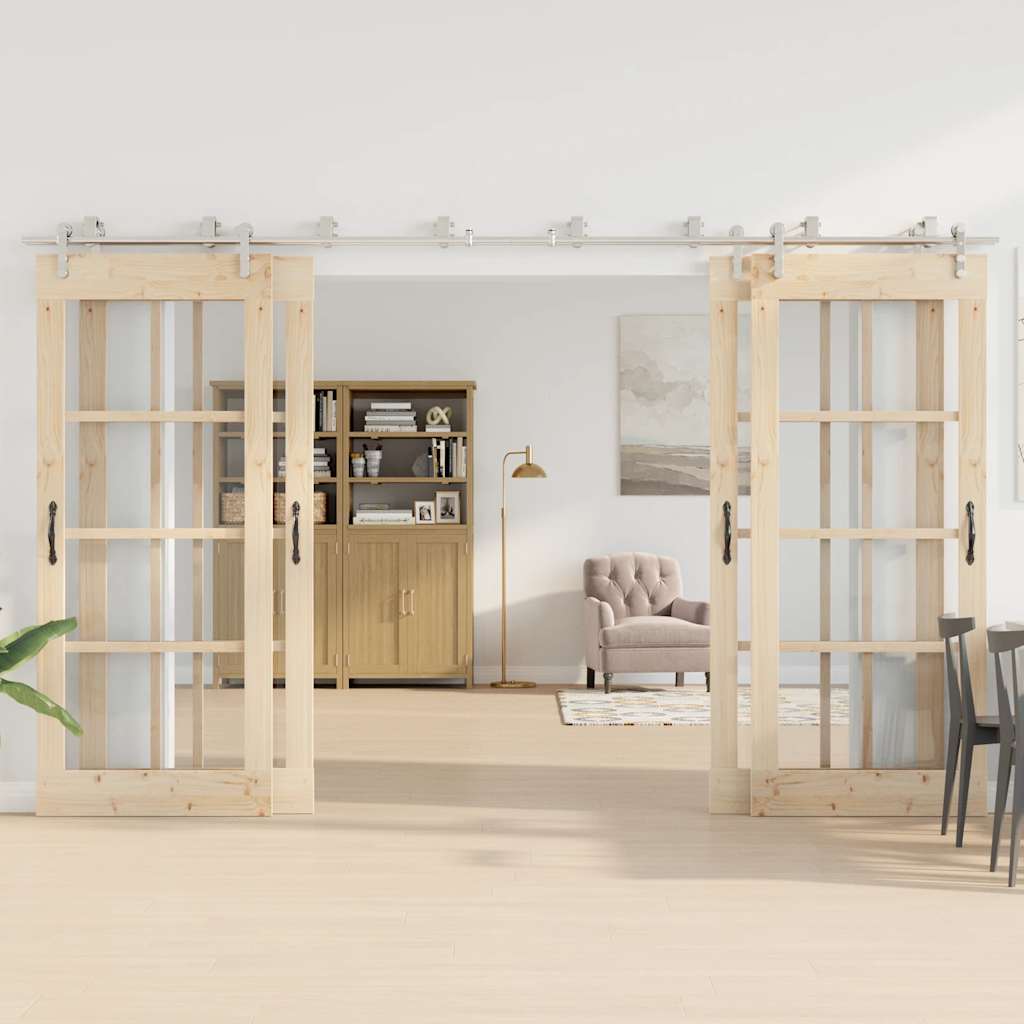 Schiebetür-Beschlagsatz 366 cm Edelstahl Silbern - Premium Türbeschläge & -klingeln - Just €763.03! Shop now at homesales4u
