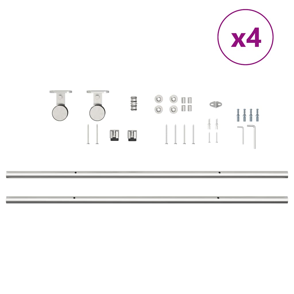 Schiebetür-Beschlagsatz 400 cm Edelstahl Silbern - Premium Türbeschläge & -klingeln - Just €530.47! Shop now at homesales4u