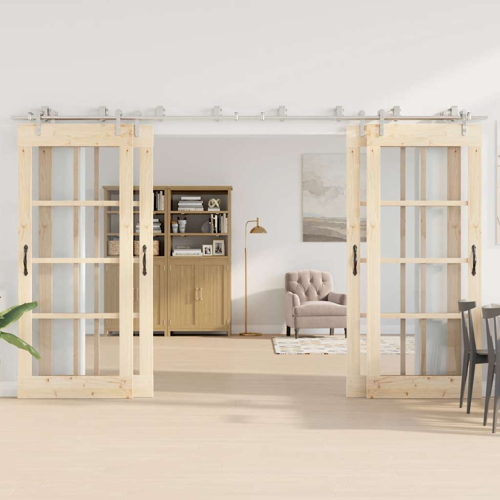 Schiebetür-Beschlagsatz 366 cm Edelstahl Silbern - Premium Türbeschläge & -klingeln - Just €591.82! Shop now at homesales4u