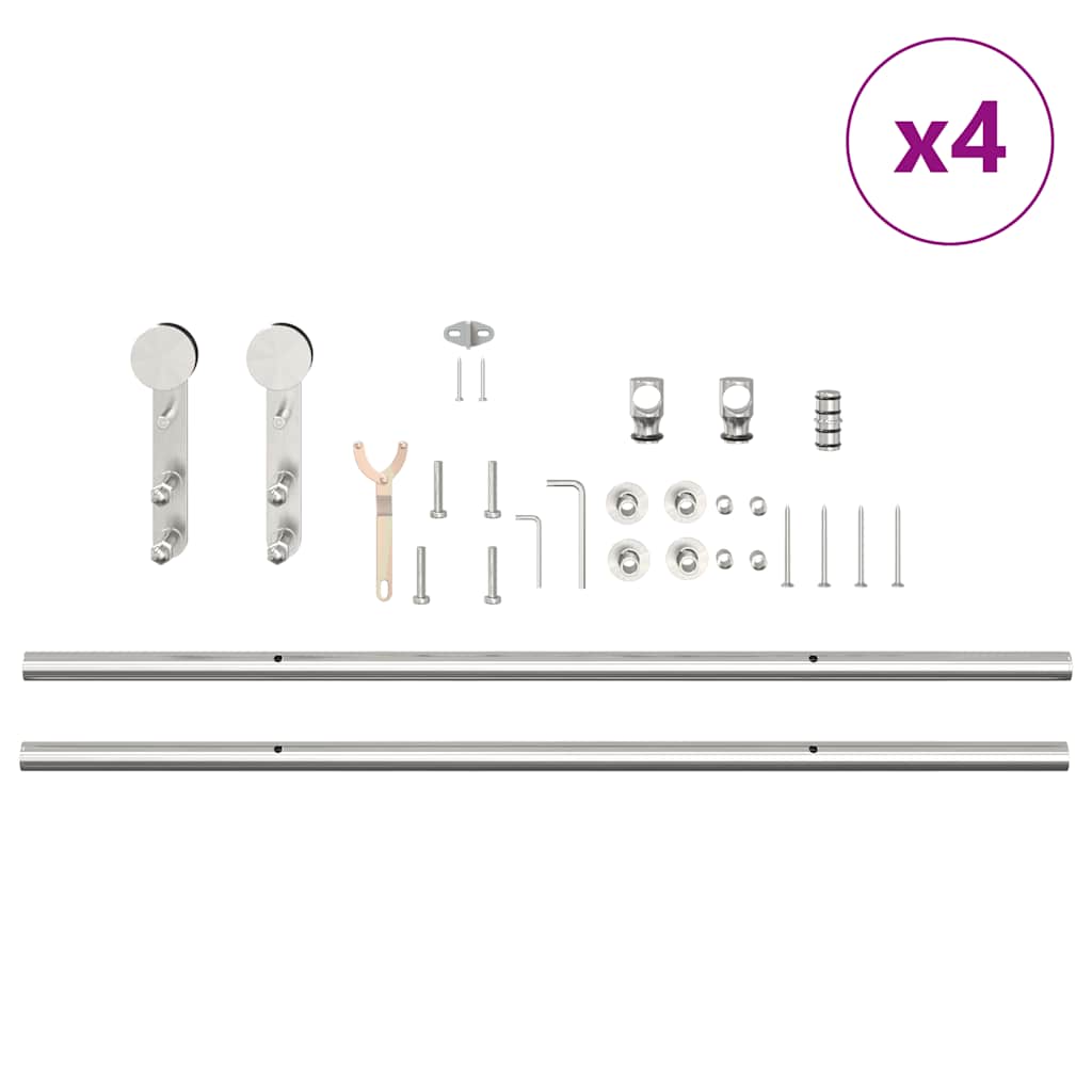 Schiebetür-Beschlagsatz 366 cm Edelstahl Silbern - Premium Türbeschläge & -klingeln - Just €591.82! Shop now at homesales4u