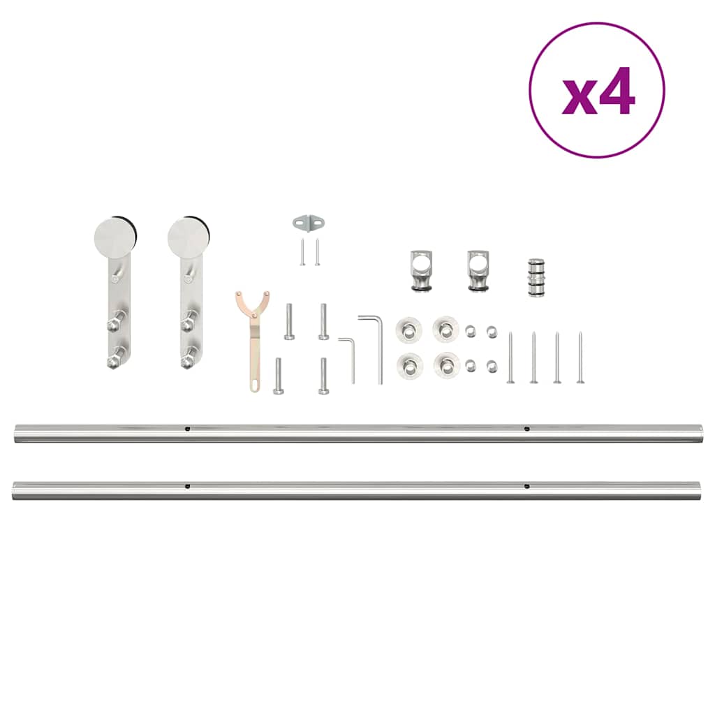 Schiebetür-Beschlagsatz 400 cm Edelstahl Silbern - Premium Türbeschläge & -klingeln - Just €647.77! Shop now at homesales4u