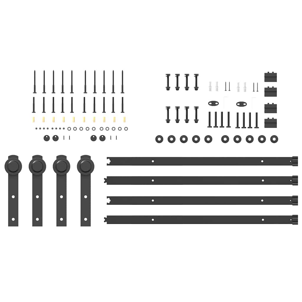 Schiebetürbeschlag-Set 400 cm Stahl Schwarz - Premium Türbeschläge & -klingeln - Just €172.81! Shop now at homesales4u