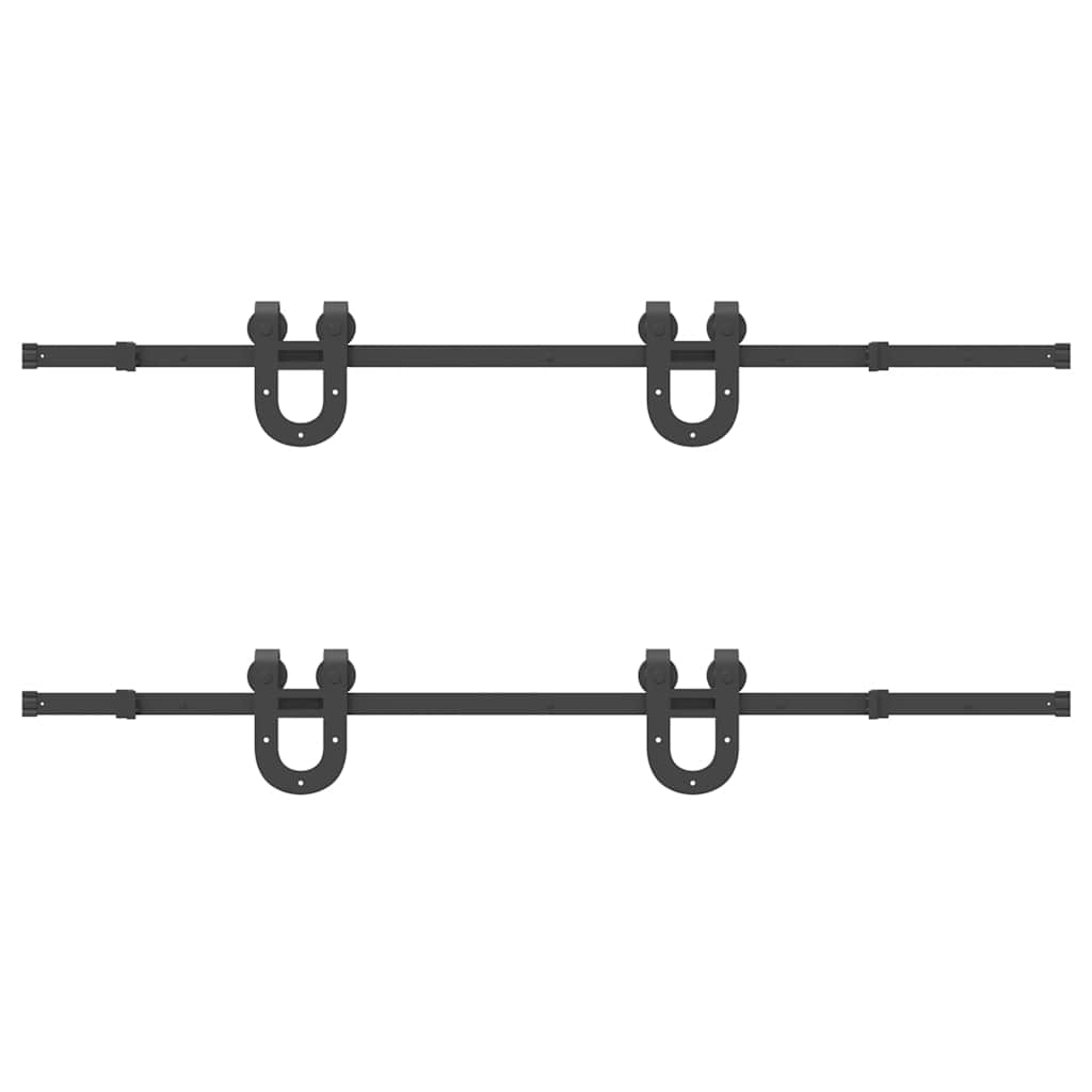 Schiebetürbeschlag-Set 366 cm Stahl Schwarz - Premium Türbeschläge & -klingeln - Just €145.62! Shop now at homesales4u