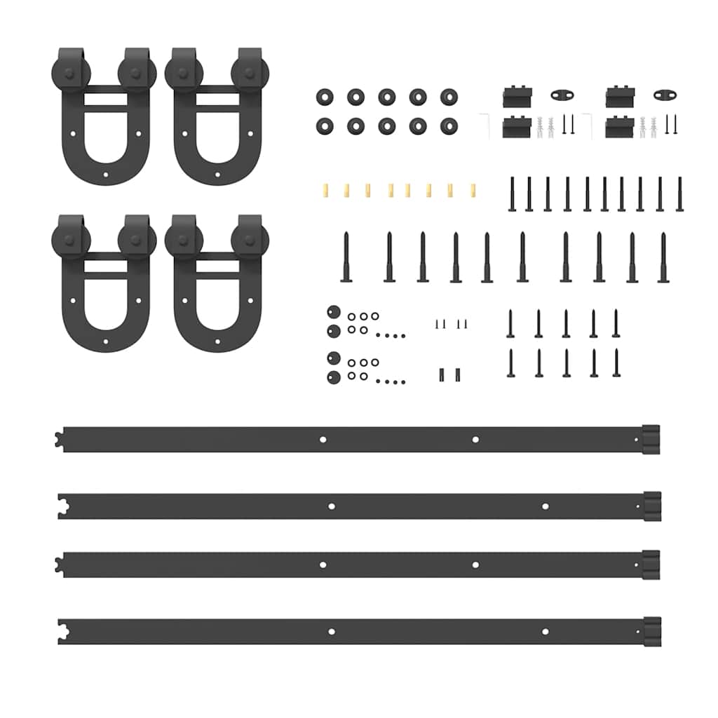Schiebetürbeschlag-Set 366 cm Stahl Schwarz - Premium Türbeschläge & -klingeln - Just €145.62! Shop now at homesales4u