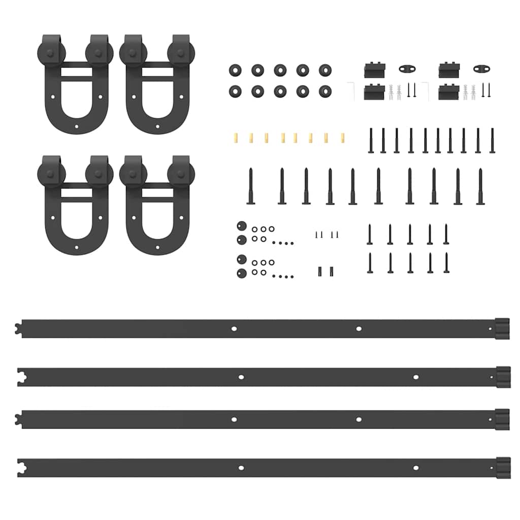 Schiebetürbeschlag-Set 400 cm Stahl Schwarz - Premium Türbeschläge & -klingeln - Just €148.09! Shop now at homesales4u