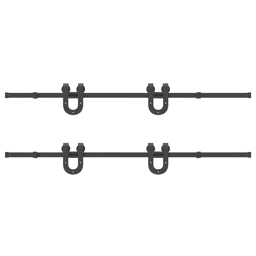 Schiebetürbeschlag-Set 400 cm Stahl Schwarz - Premium Türbeschläge & -klingeln - Just €148.09! Shop now at homesales4u