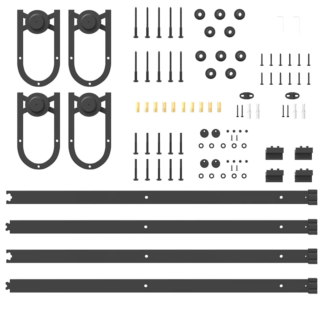 Schiebetürbeschlag-Set 366 cm Stahl Schwarz - Premium Türbeschläge & -klingeln - Just €122.19! Shop now at homesales4u