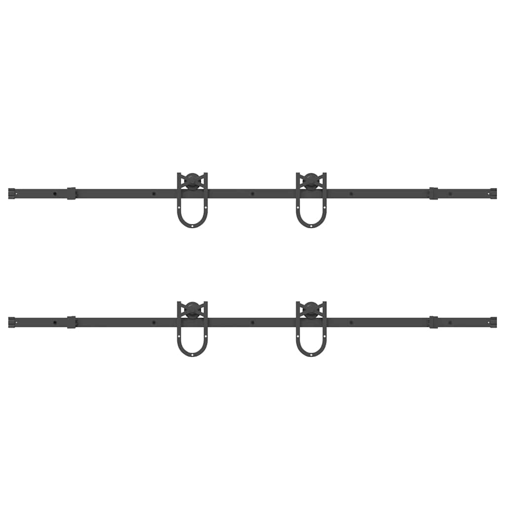 Schiebetürbeschlag-Set 400 cm Stahl Schwarz - Premium Türbeschläge & -klingeln - Just €131.20! Shop now at homesales4u