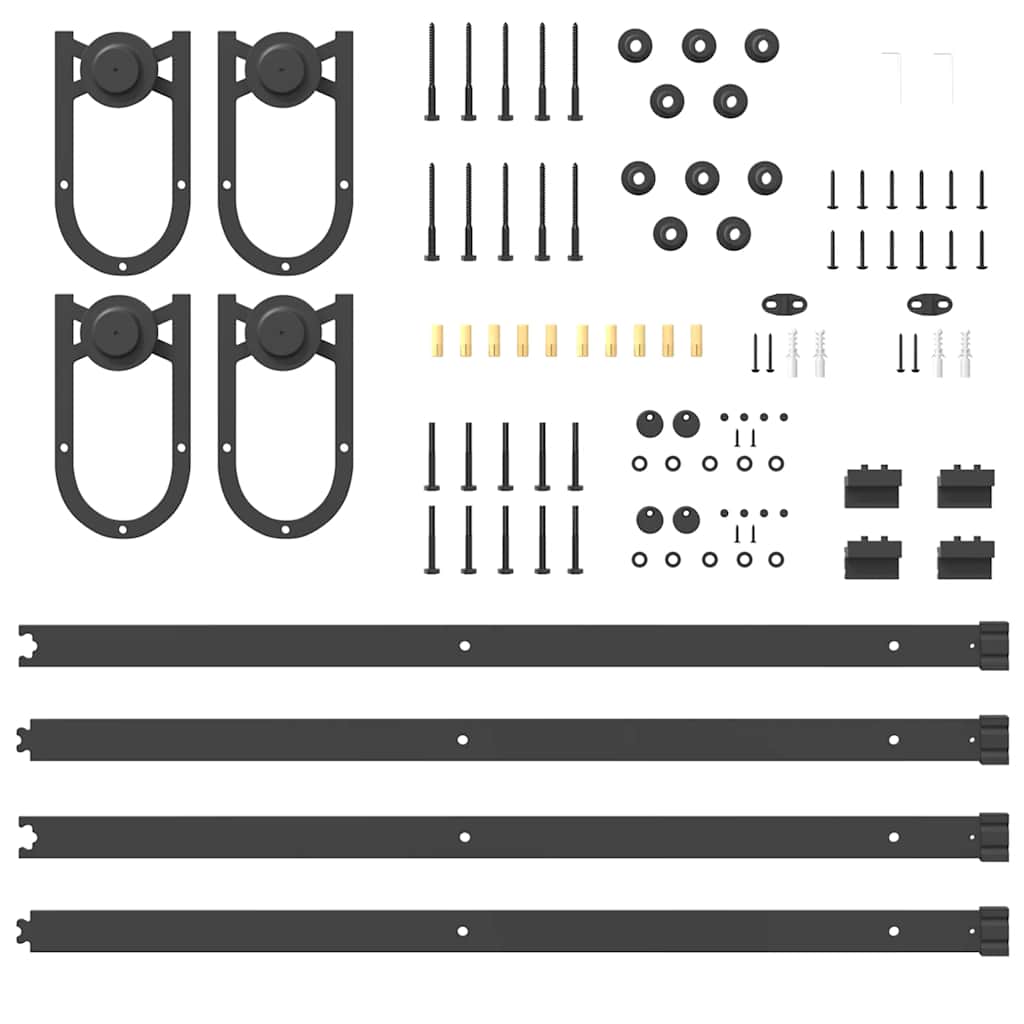 Schiebetürbeschlag-Set 400 cm Stahl Schwarz - Premium Türbeschläge & -klingeln - Just €131.20! Shop now at homesales4u