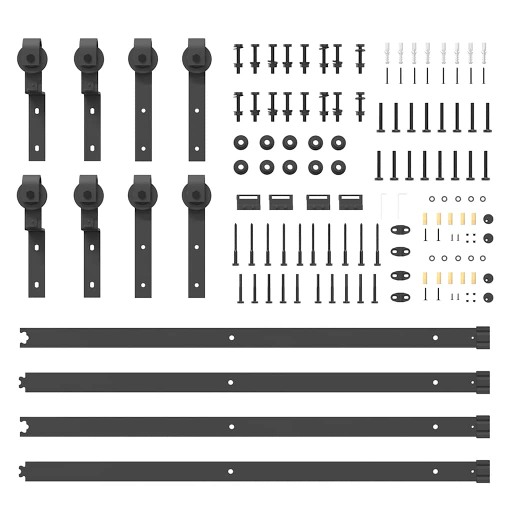 Schiebetürbeschlag-Set 366 cm Stahl Schwarz - Premium Türbeschläge & -klingeln - Just €217.37! Shop now at homesales4u