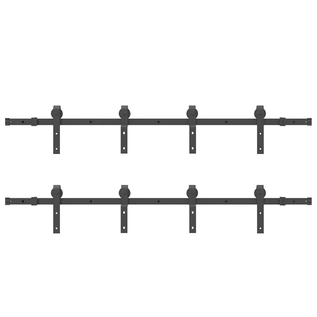 Schiebetürbeschlag-Set 366 cm Stahl Schwarz - Premium Türbeschläge & -klingeln - Just €217.37! Shop now at homesales4u