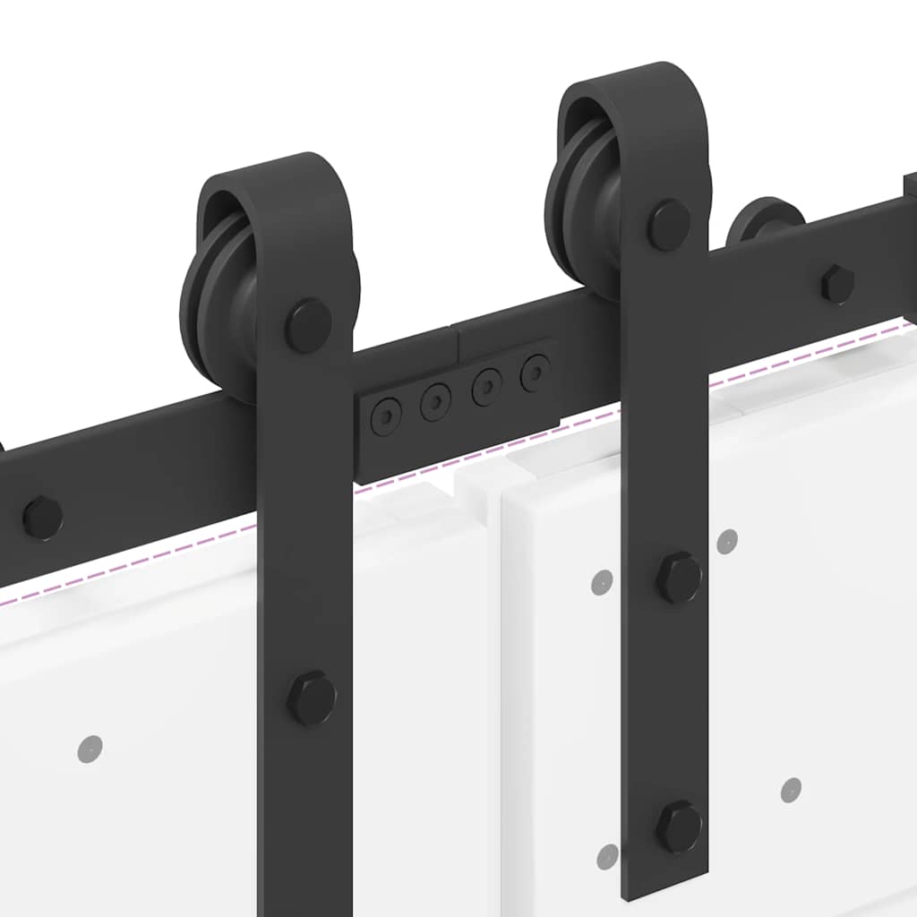 Schiebetürbeschlag-Set 366 cm Stahl Schwarz - Premium Türbeschläge & -klingeln - Just €217.37! Shop now at homesales4u