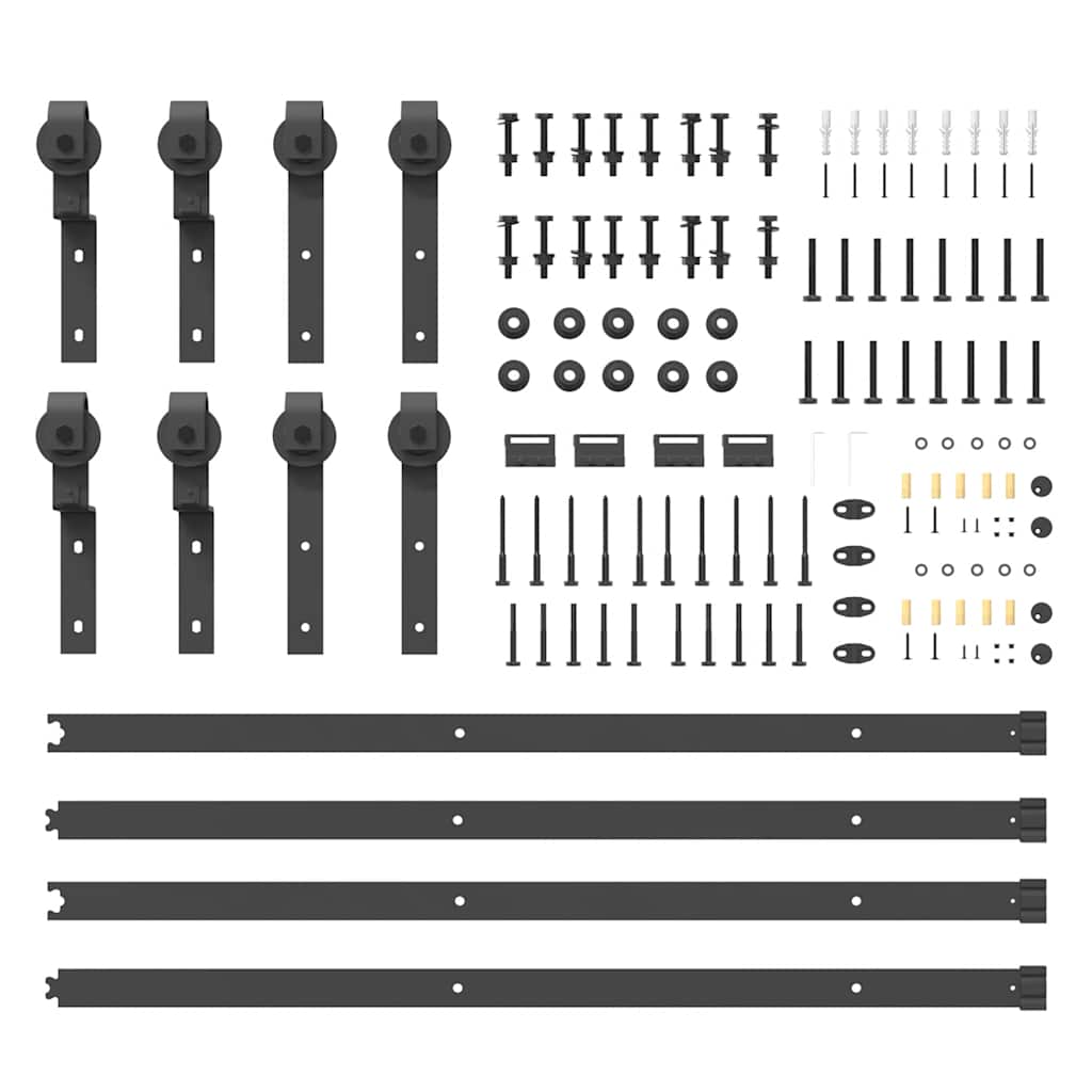 Schiebetürbeschlag-Set 400 cm Stahl Schwarz - Premium Türbeschläge & -klingeln - Just €262.46! Shop now at homesales4u