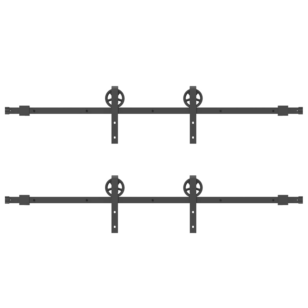 Schiebetürbeschlag-Set 366 cm Stahl Schwarz - Premium Türbeschläge & -klingeln - Just €142.87! Shop now at homesales4u