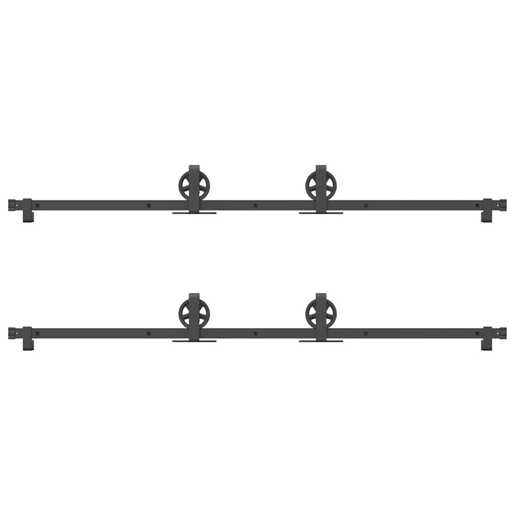Schiebetürbeschlag-Set 366 cm Stahl Schwarz - Premium Türbeschläge & -klingeln - Just €145.34! Shop now at homesales4u