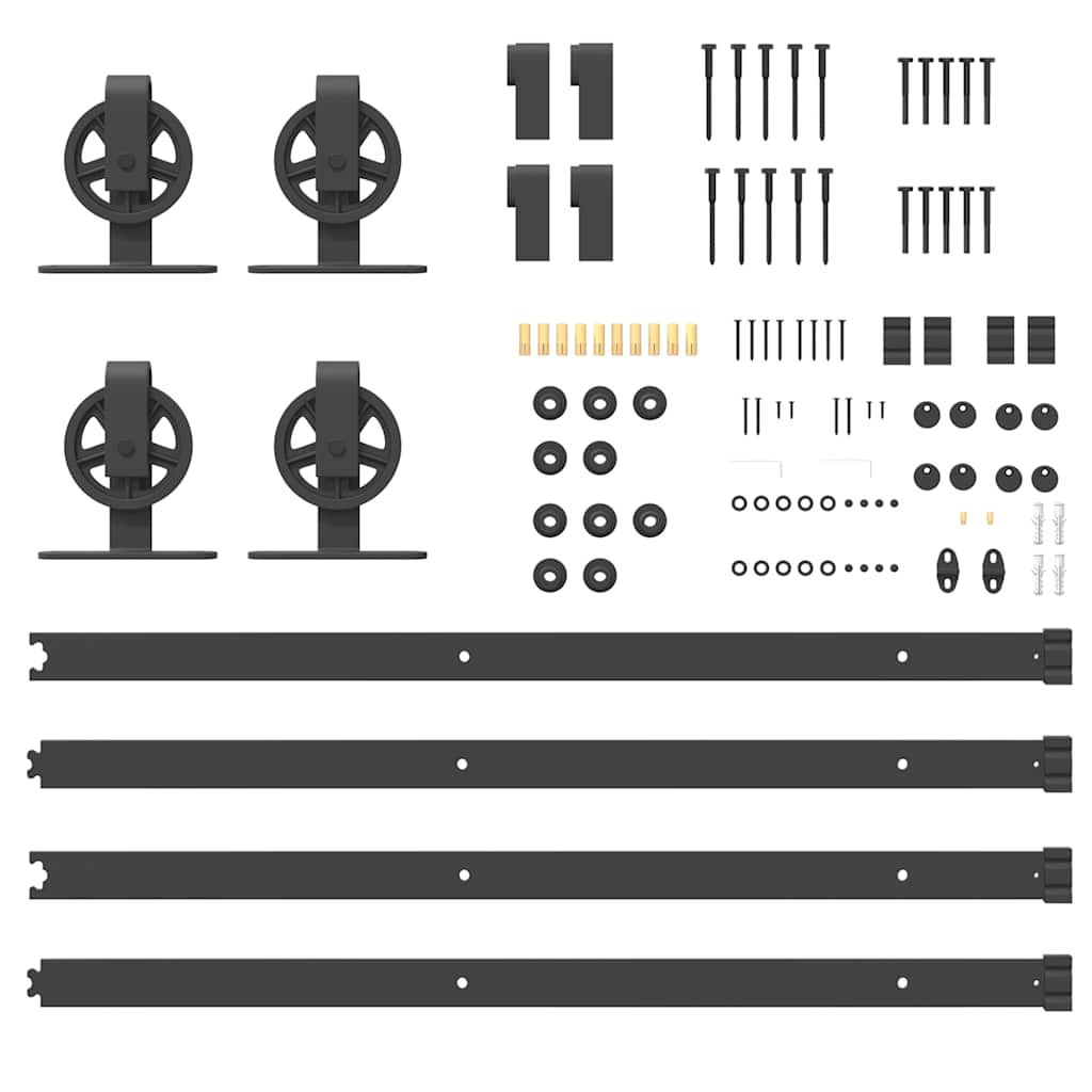 Schiebetürbeschlag-Set 366 cm Stahl Schwarz - Premium Türbeschläge & -klingeln - Just €145.34! Shop now at homesales4u
