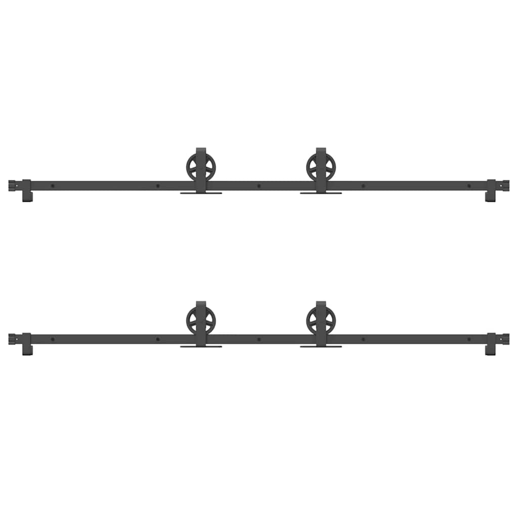 Schiebetürbeschlag-Set 400 cm Stahl Schwarz - Premium Türbeschläge & -klingeln - Just €189.21! Shop now at homesales4u