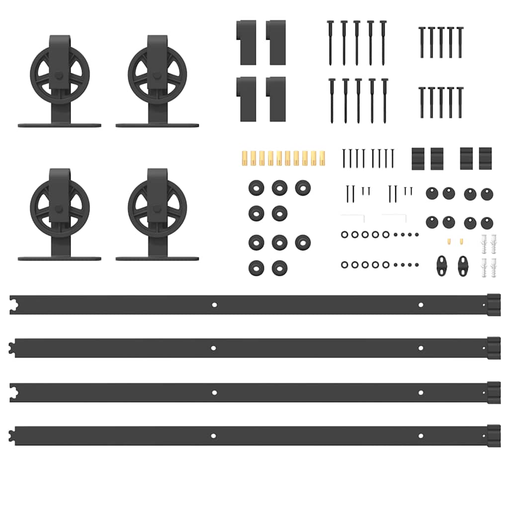 Schiebetürbeschlag-Set 400 cm Stahl Schwarz - Premium Türbeschläge & -klingeln - Just €189.21! Shop now at homesales4u