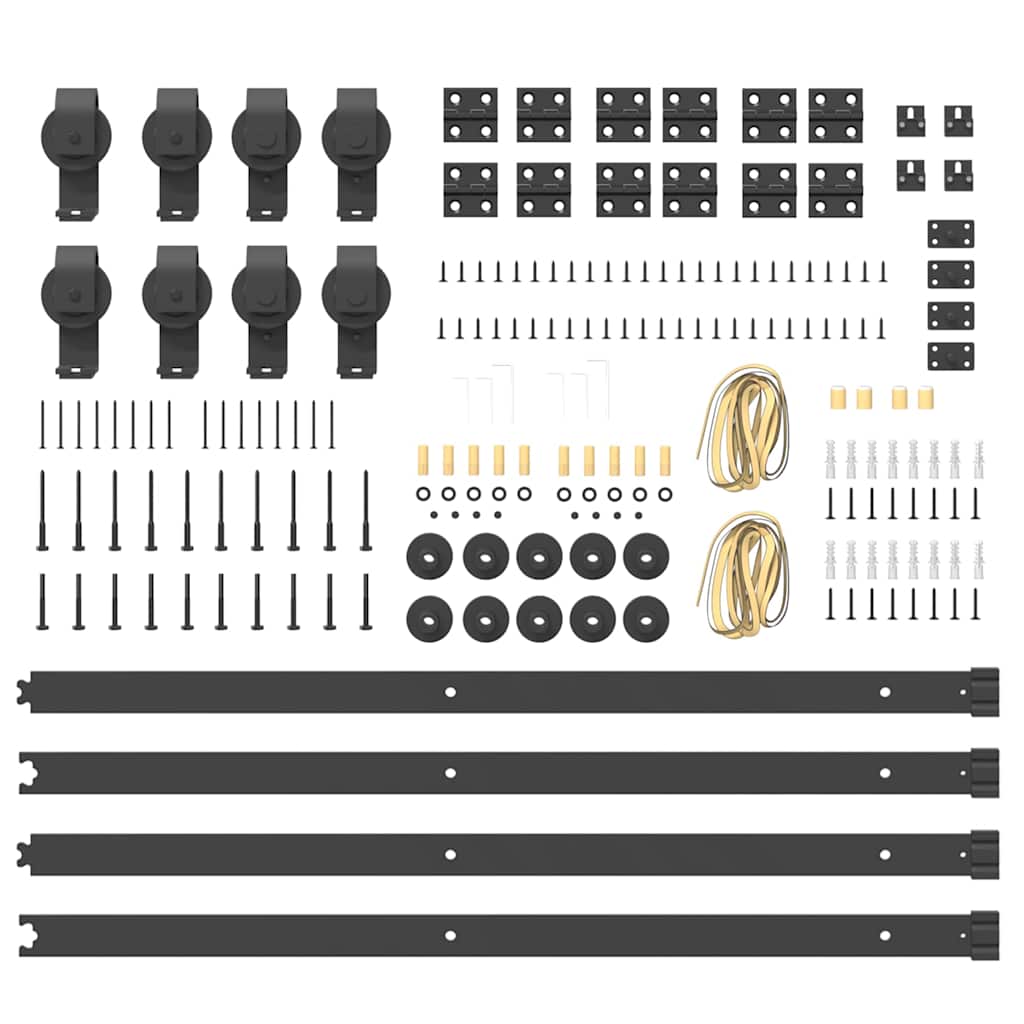 Schiebetürbeschlag-Set 366 cm Stahl Schwarz - Premium Türbeschläge & -klingeln - Just €250.30! Shop now at homesales4u