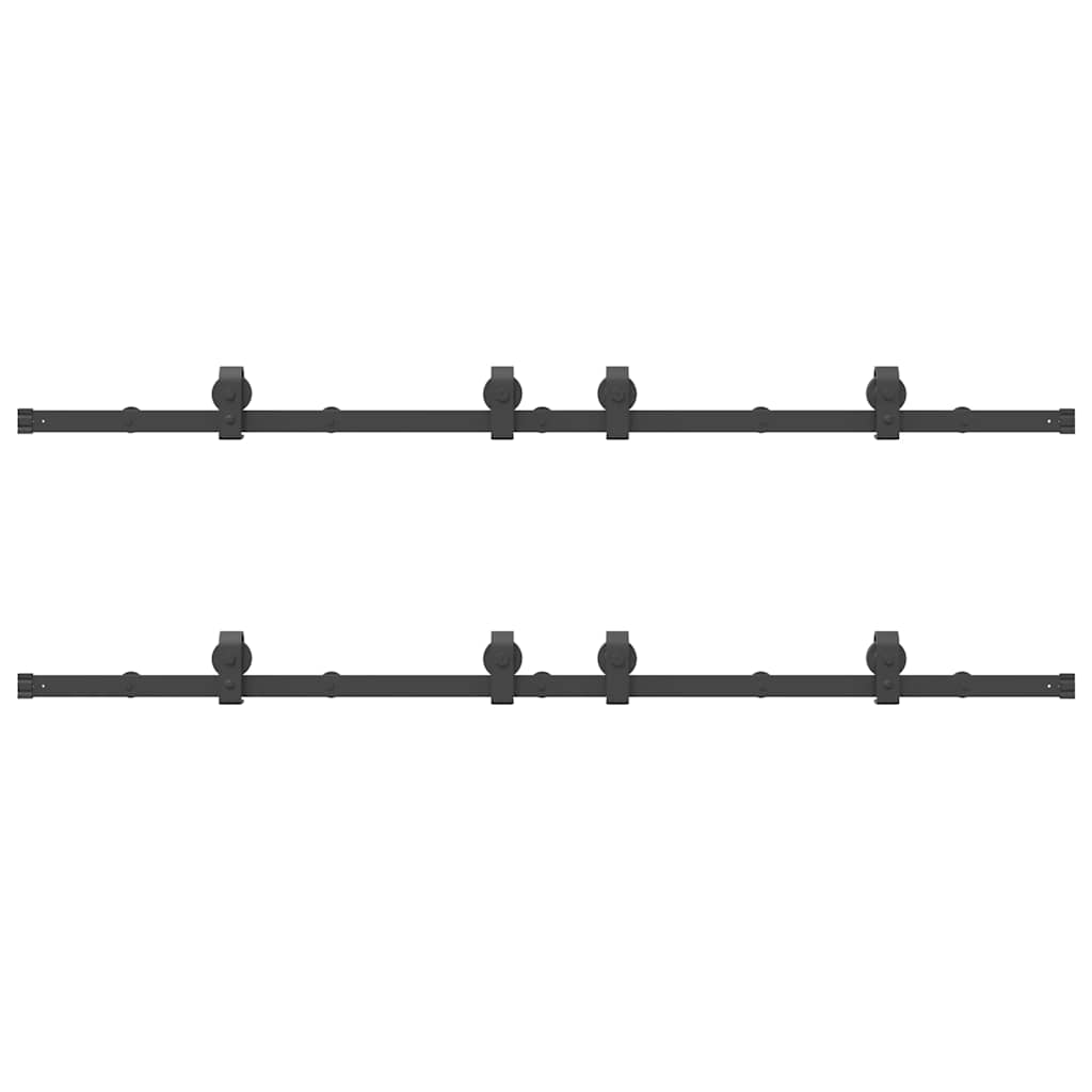 Schiebetürbeschlag-Set 400 cm Stahl Schwarz - Premium Türbeschläge & -klingeln - Just €242.12! Shop now at homesales4u