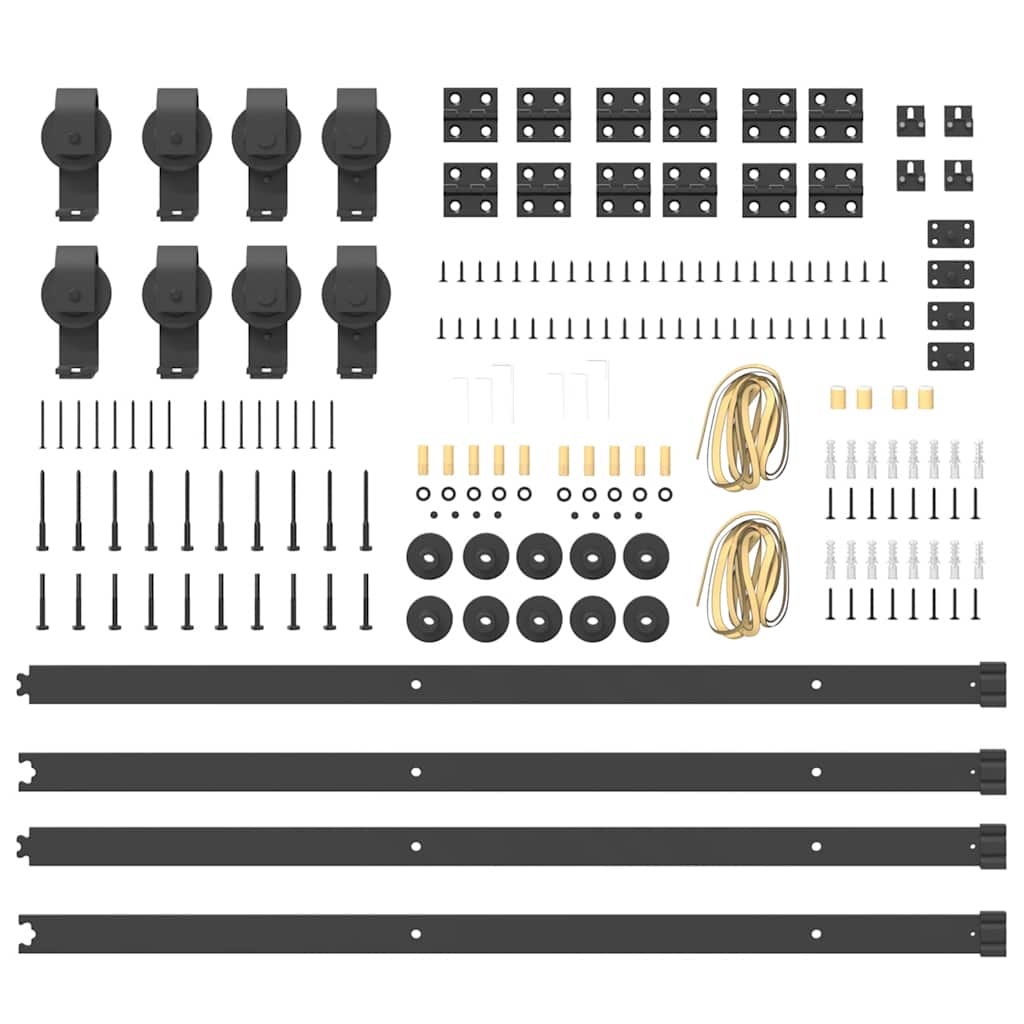Schiebetürbeschlag-Set 400 cm Stahl Schwarz - Premium Türbeschläge & -klingeln - Just €242.12! Shop now at homesales4u
