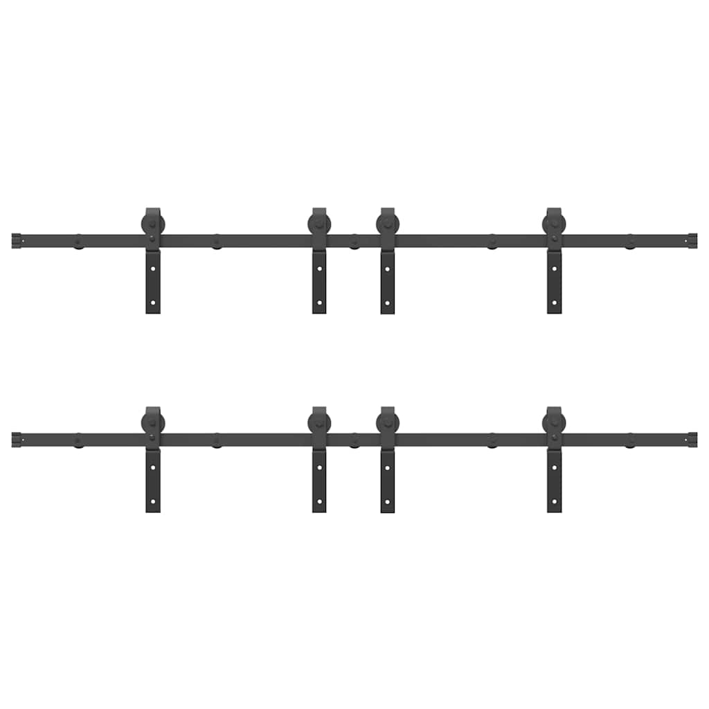 Schiebetürbeschlag-Set 366 cm Stahl Schwarz - Premium Türbeschläge & -klingeln - Just €260.74! Shop now at homesales4u
