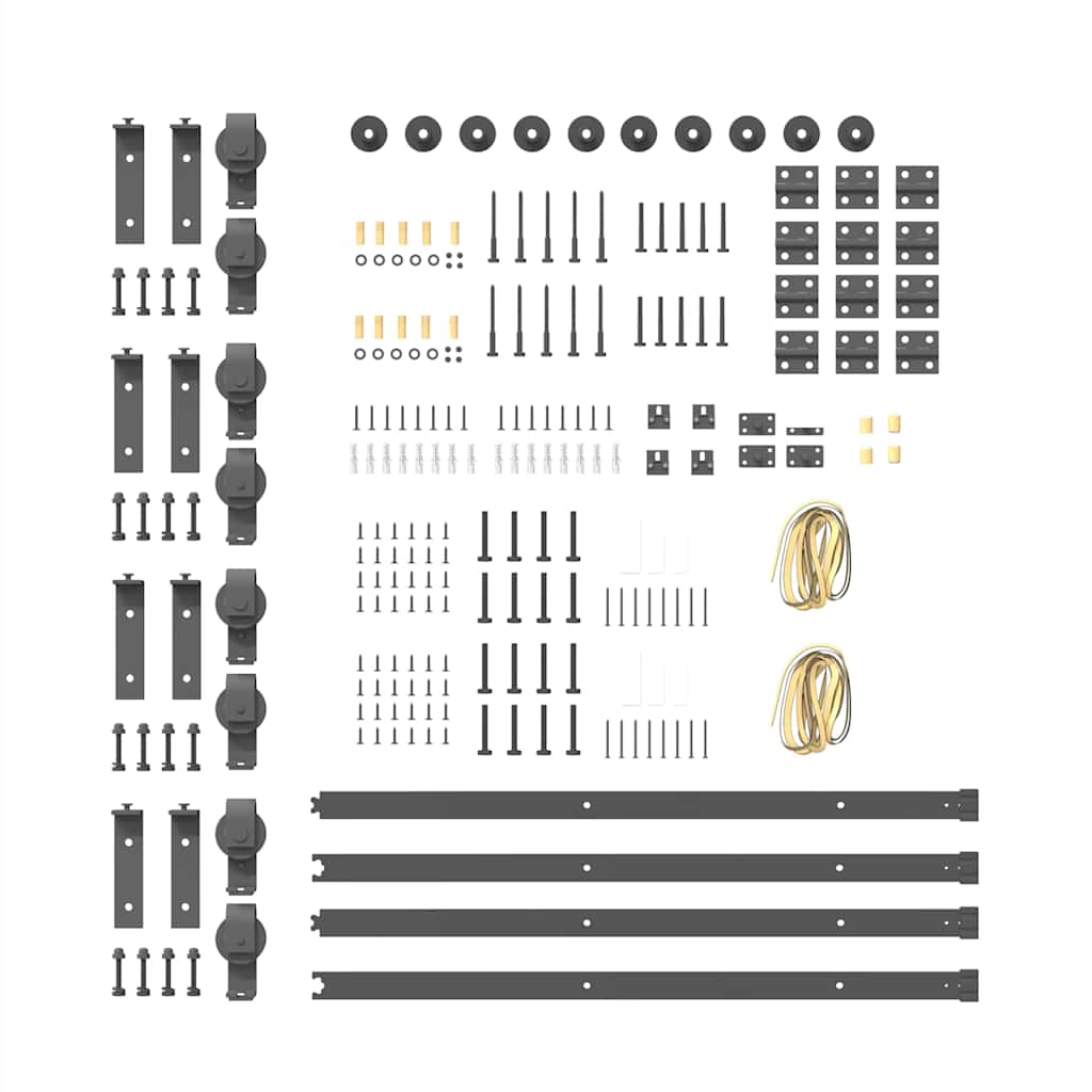 Schiebetürbeschlag-Set 366 cm Stahl Schwarz - Premium Türbeschläge & -klingeln - Just €260.74! Shop now at homesales4u