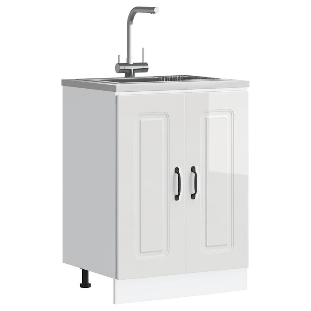 Spülenunterschrank Kalmar Hochglanz-Weiß 60x46x81,5 cm - Premium Küchenschränke - Just €106.25! Shop now at homesales4u