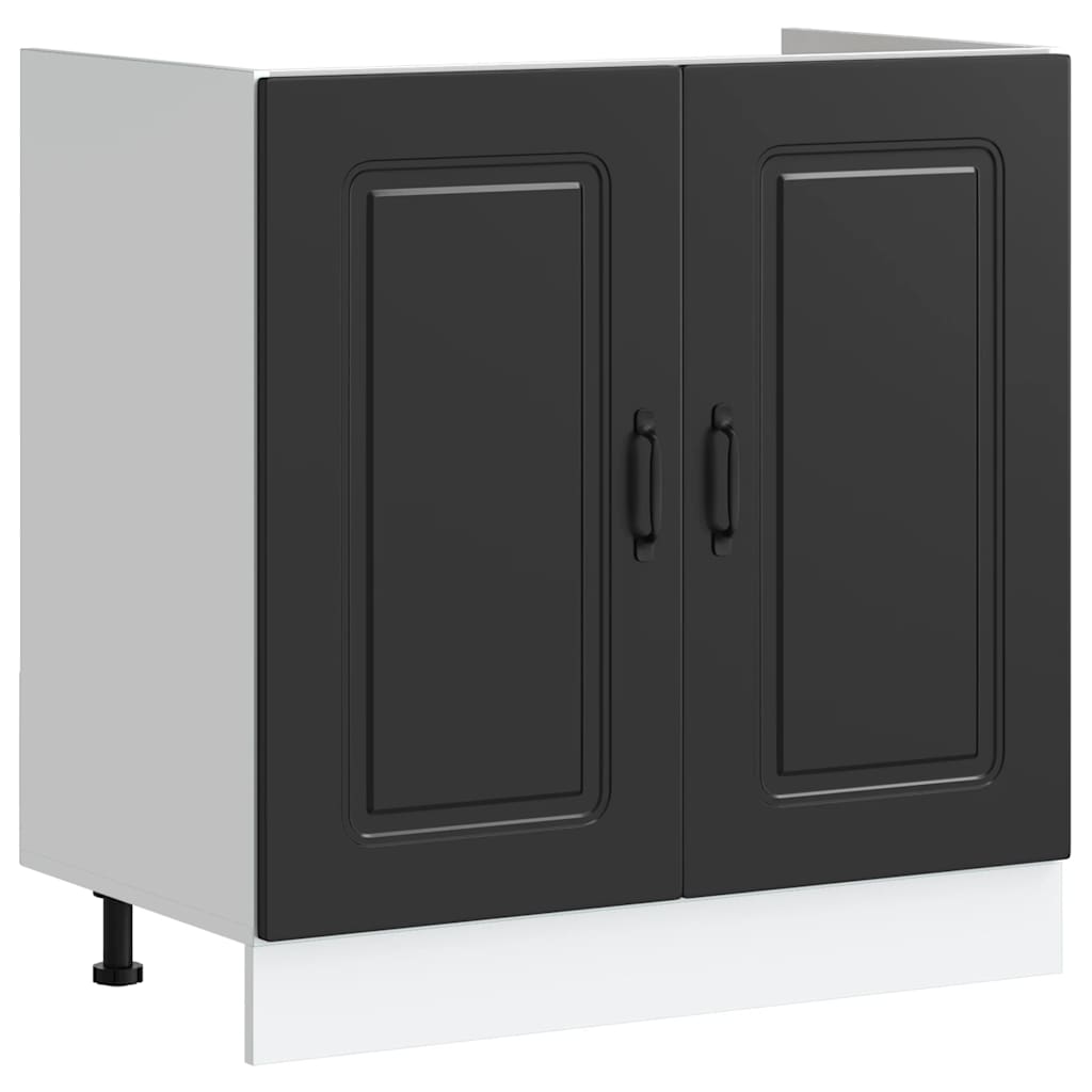Spülenunterschrank Kalmar Schwarz 80x46x81,5 cm Holzwerkstoff - Premium Küchenschränke - Just €99.63! Shop now at homesales4u