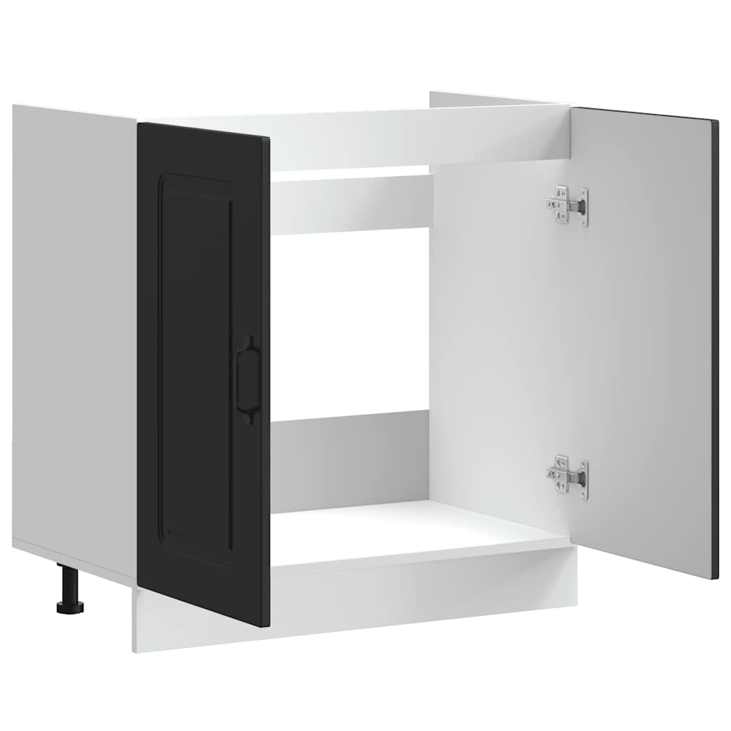Spülenunterschrank Kalmar Schwarz 80x46x81,5 cm Holzwerkstoff - Premium Küchenschränke - Just €99.63! Shop now at homesales4u