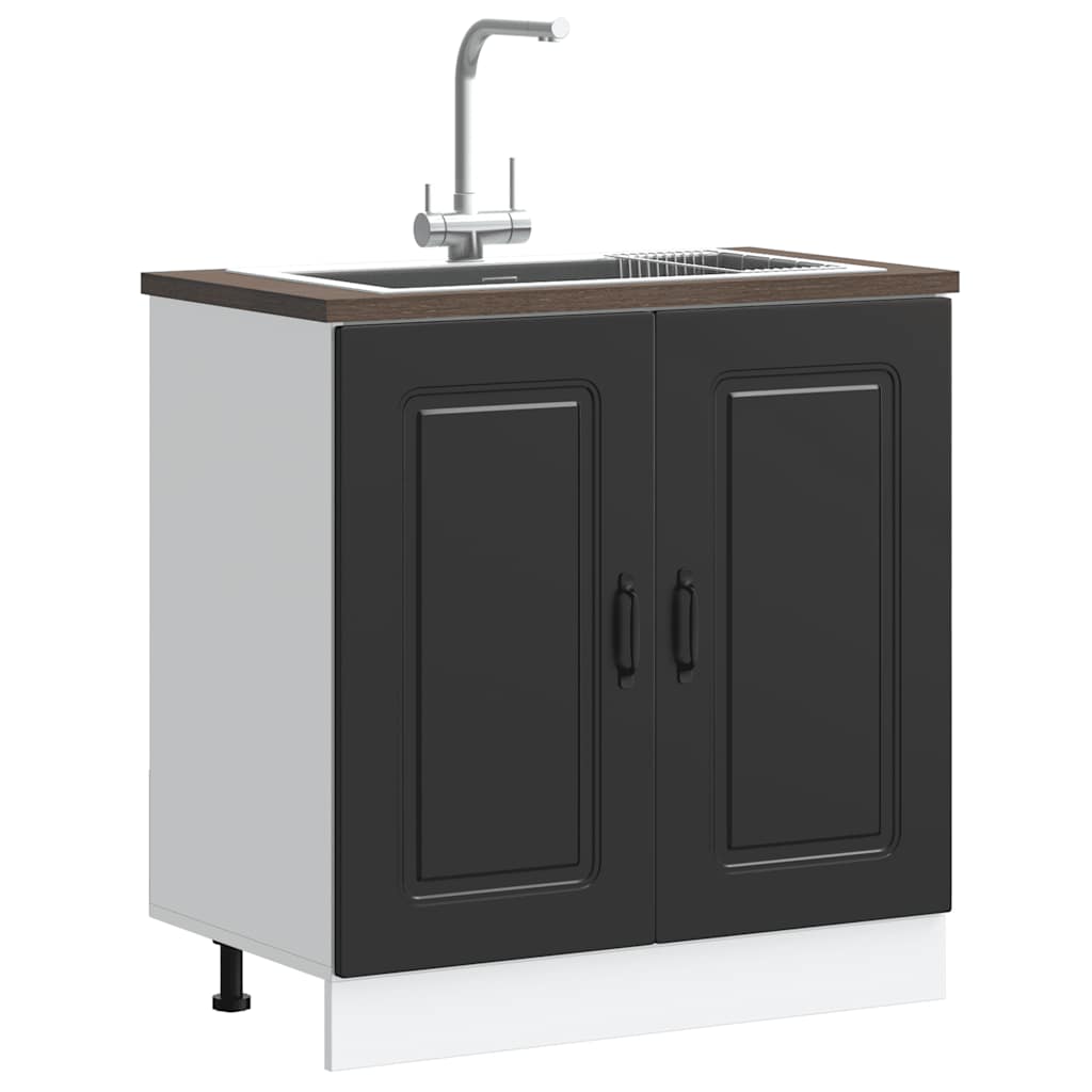 Spülenunterschrank Kalmar Schwarz 80x46x81,5 cm Holzwerkstoff - Premium Küchenschränke - Just €99.63! Shop now at homesales4u