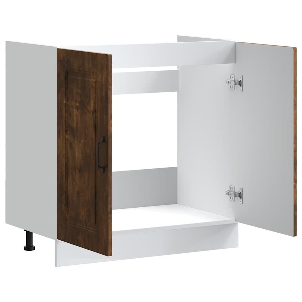 Spülenunterschrank Kalmar Räuchereiche 80x46x81,5 cm - Premium Küchenschränke - Just €90.03! Shop now at homesales4u