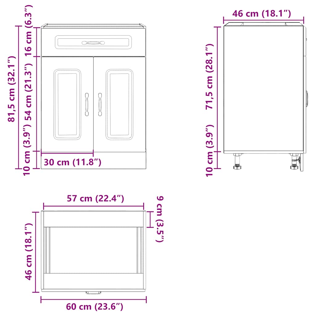 Küchenunterschrank Kalmar Hochglanz-Weiß Holzwerkstoff - Premium Küchenschränke - Just €118.74! Shop now at homesales4u