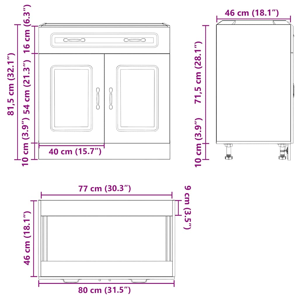 Küchenunterschrank Kalmar Schwarz Holzwerkstoff - Premium Küchenschränke - Just €129.28! Shop now at homesales4u