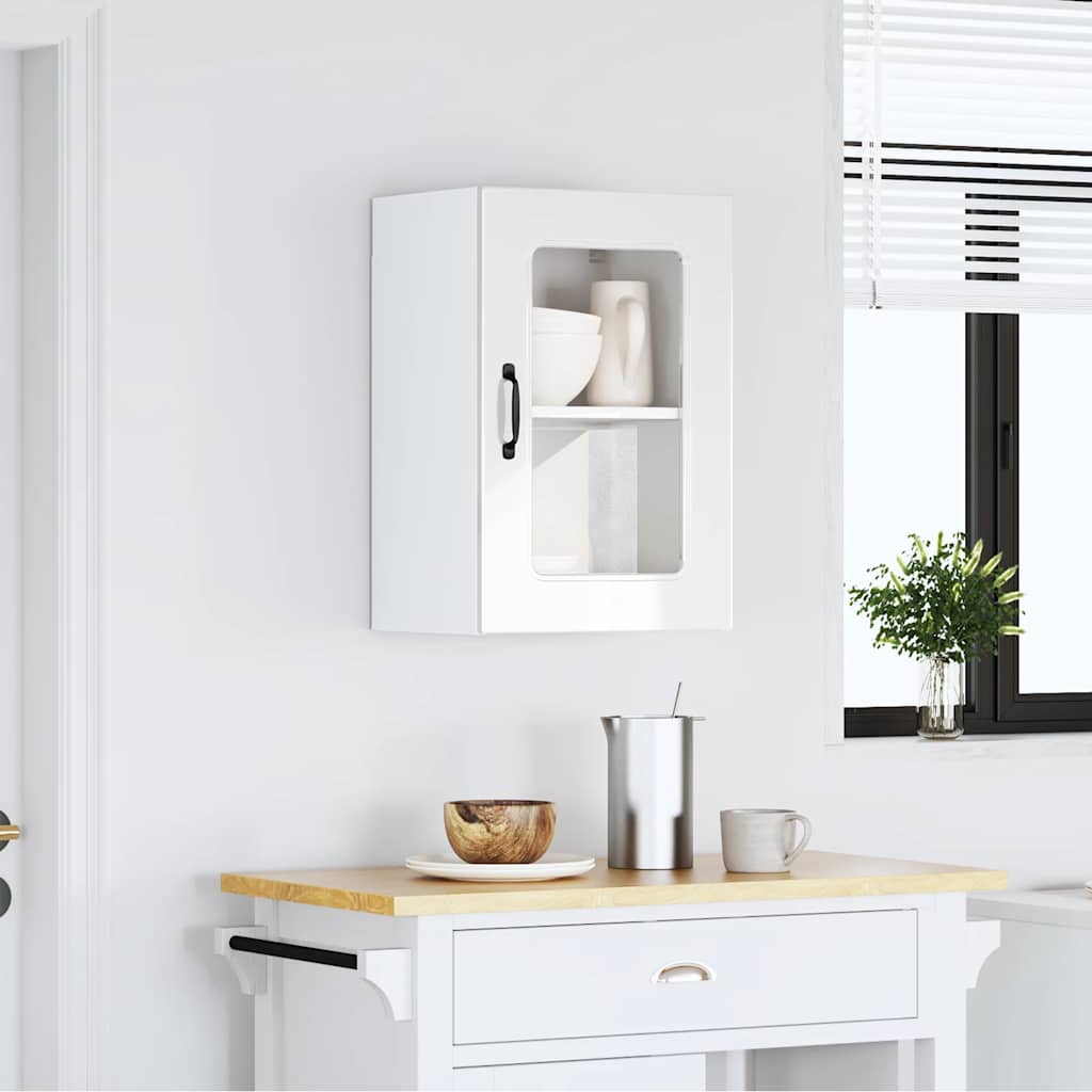 Küchen-Hängeschrank mit Glastür Kalmar Hochglanz-Weiß Holzwerkstoff - Premium Küchenschränke - Just €83.73! Shop now at homesales4u