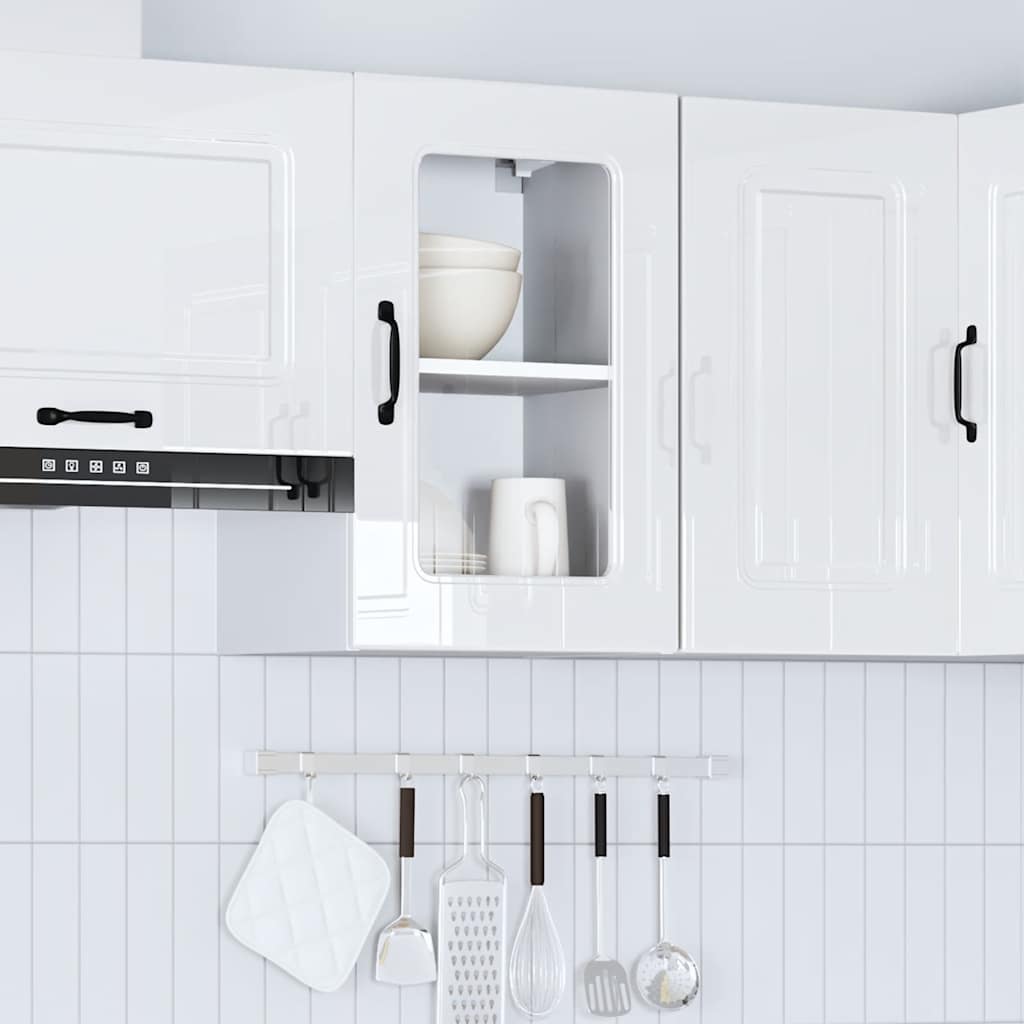 Küchen-Hängeschrank mit Glastür Kalmar Hochglanz-Weiß Holzwerkstoff - Premium Küchenschränke - Just €83.73! Shop now at homesales4u
