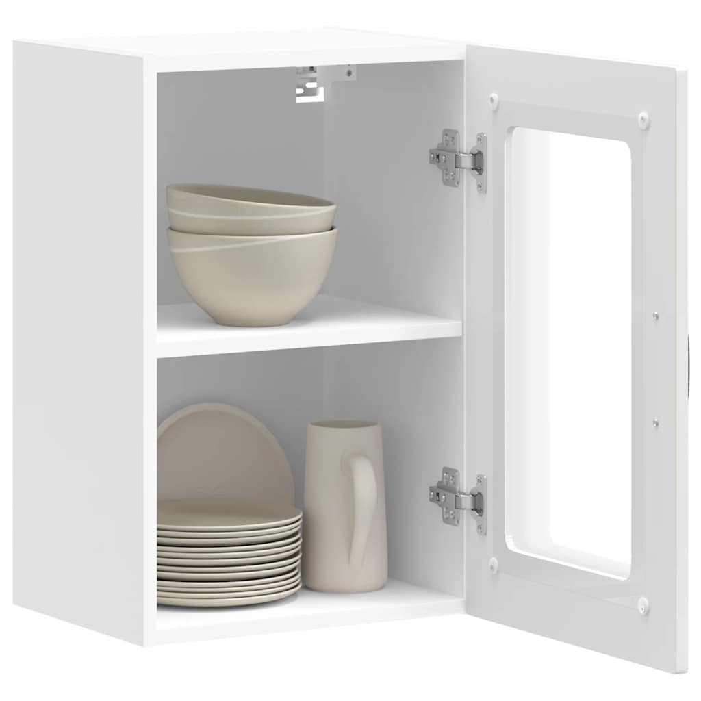 Küchen-Hängeschrank mit Glastür Kalmar Hochglanz-Weiß Holzwerkstoff - Premium Küchenschränke - Just €83.73! Shop now at homesales4u