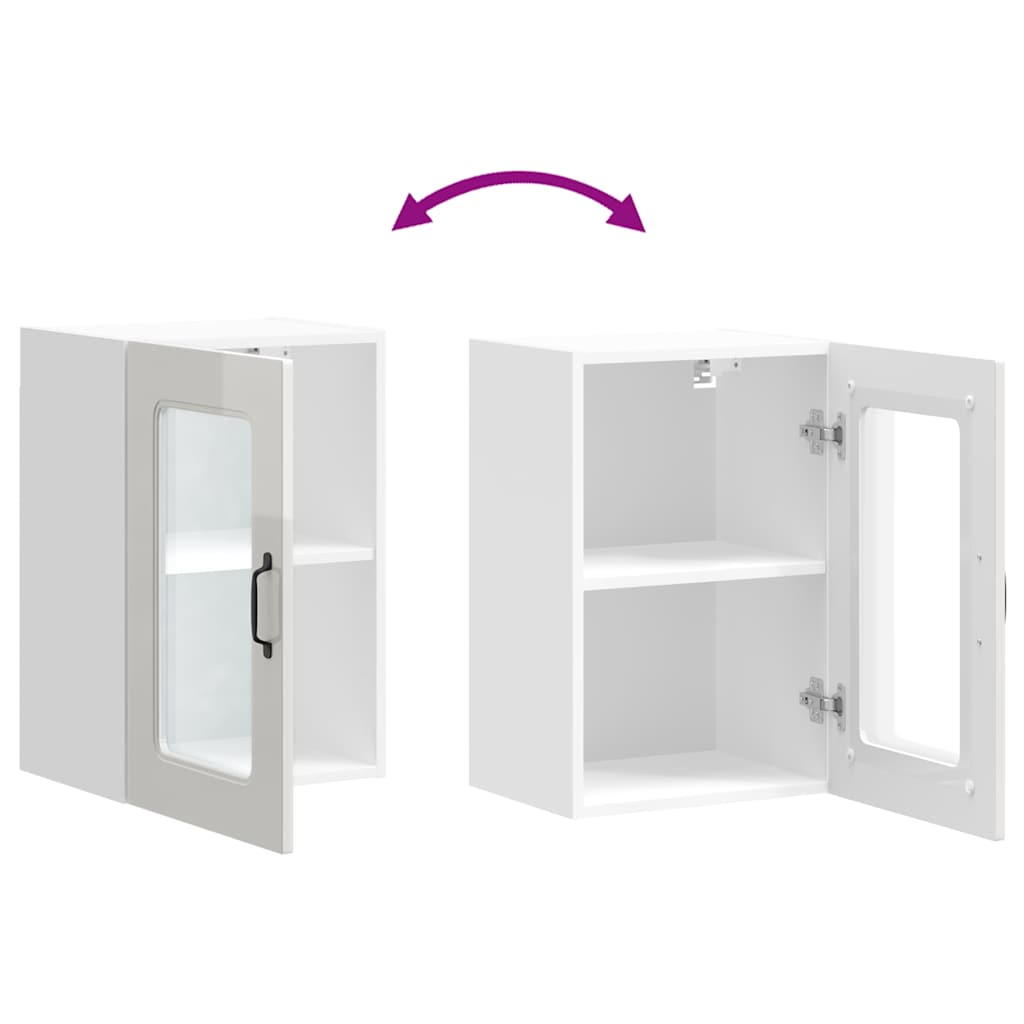 Küchen-Hängeschrank mit Glastür Kalmar Hochglanz-Weiß Holzwerkstoff - Premium Küchenschränke - Just €83.73! Shop now at homesales4u