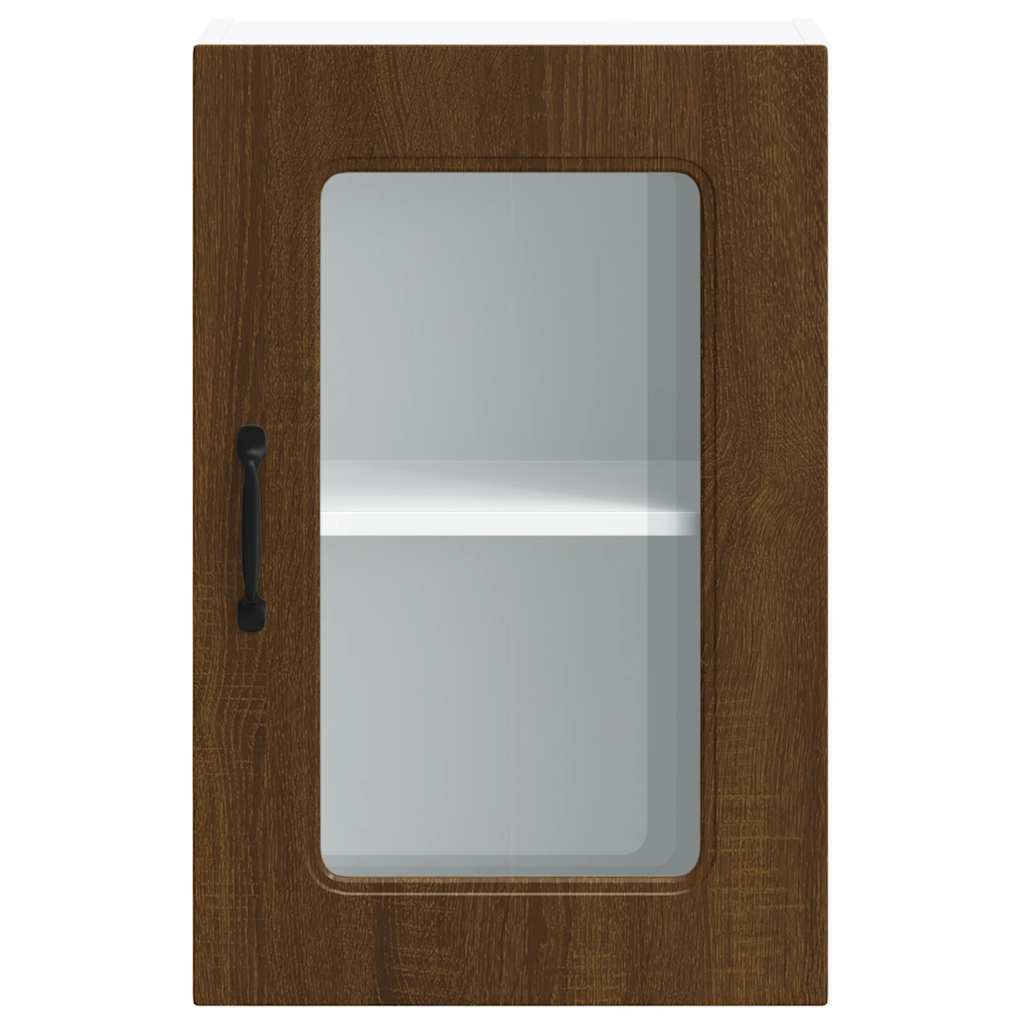 Küchen-Hängeschrank mit Glastür Kalmar Braun Eichen-Optik - Premium Küchenschränke - Just €75.73! Shop now at homesales4u