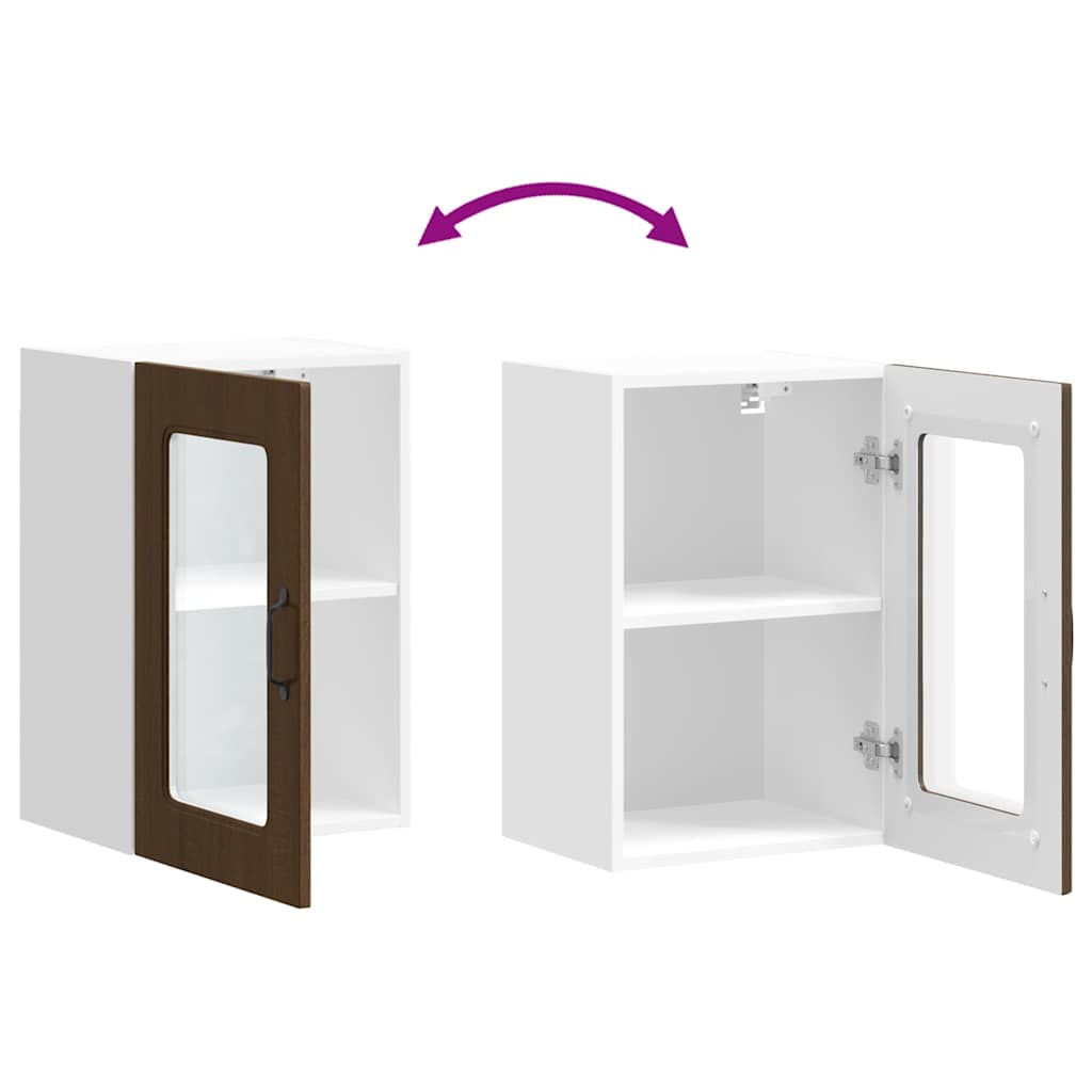 Küchen-Hängeschrank mit Glastür Kalmar Braun Eichen-Optik - Premium Küchenschränke - Just €75.73! Shop now at homesales4u