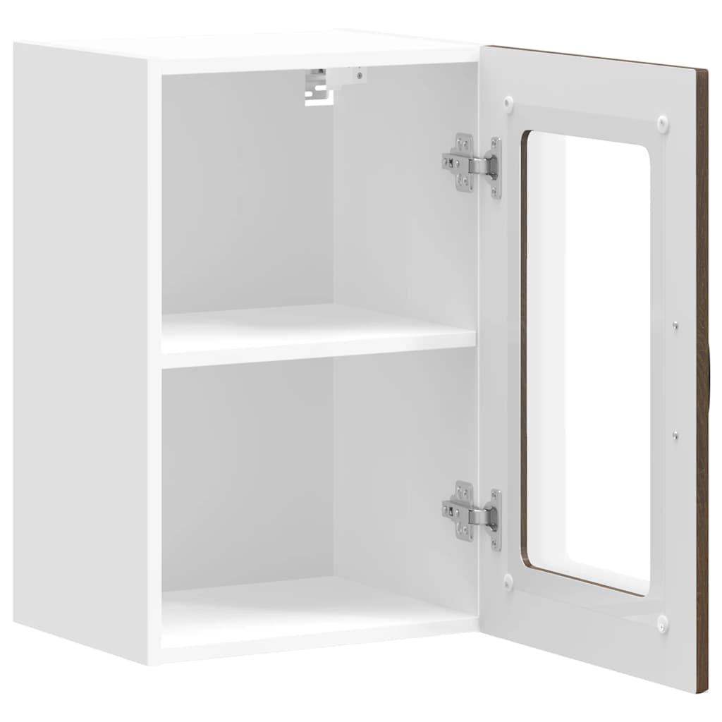 Küchen-Hängeschrank mit Glastür Kalmar Braun Eichen-Optik - Premium Küchenschränke - Just €75.73! Shop now at homesales4u