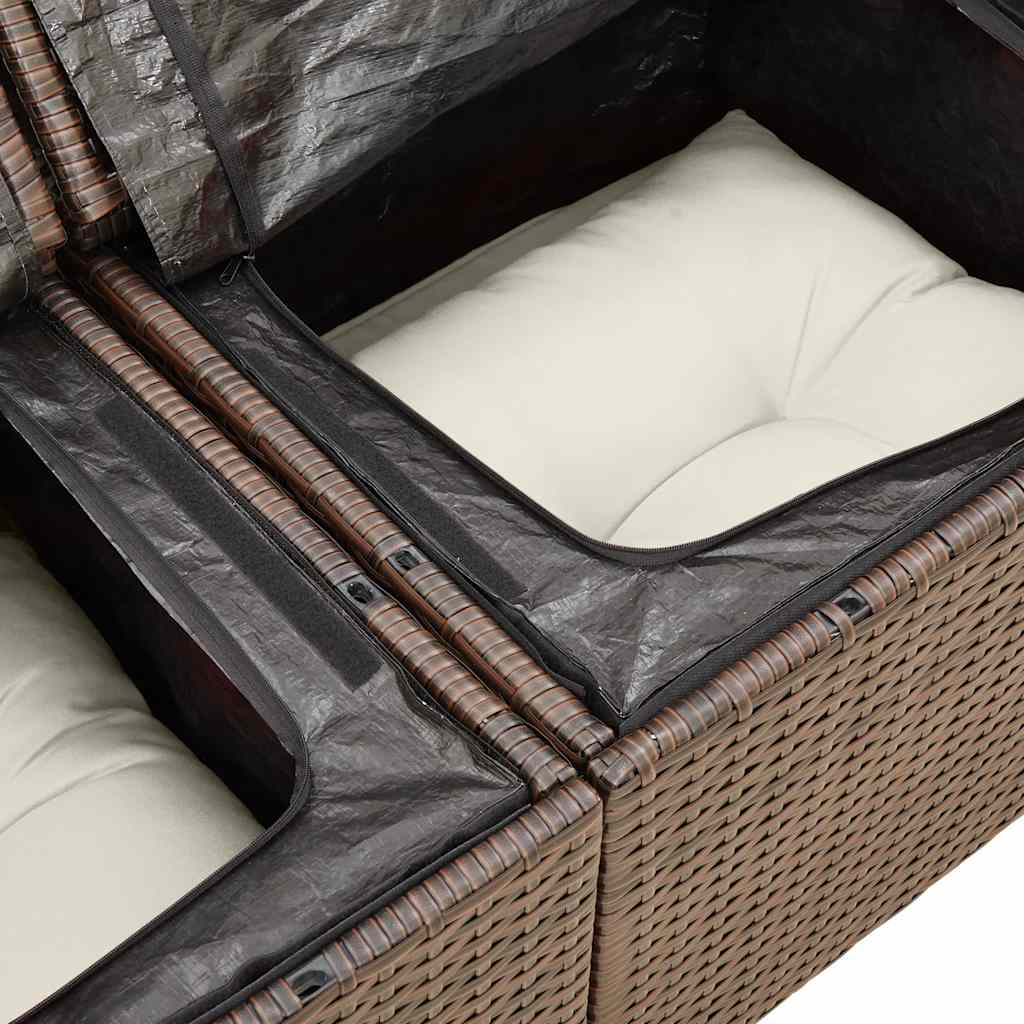 5-tlg. Garten-Sofagarnitur mit Kissen Braun Poly Rattan - Premium Gartenmöbel-Sets - Just €455.21! Shop now at homesales4u