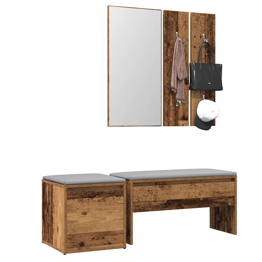Garderoben-Set Altholz-Optik Holzwerkstoff - Premium Truhen- & Flurbänke - Just €174.20! Shop now at homesales4u
