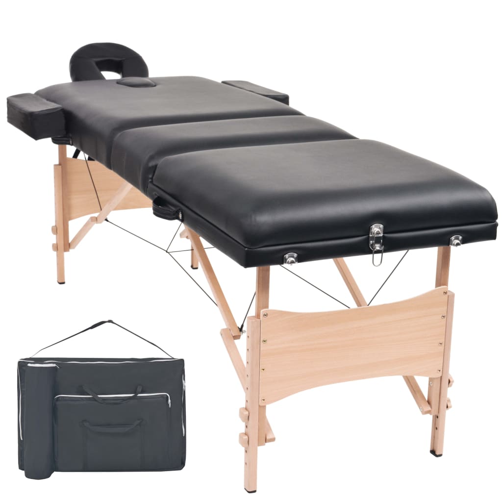 Massageliege 3 Zonen Tragbar 10 cm Polsterung Schwarz - Premium Massagetische - Just €275.29! Shop now at homesales4u