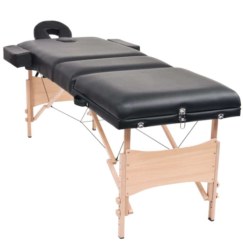 Massageliege 3-Zonen mit Hocker Klappbar 10 cm Sitz Schwarz - Premium Massagetische - Just €351.88! Shop now at homesales4u
