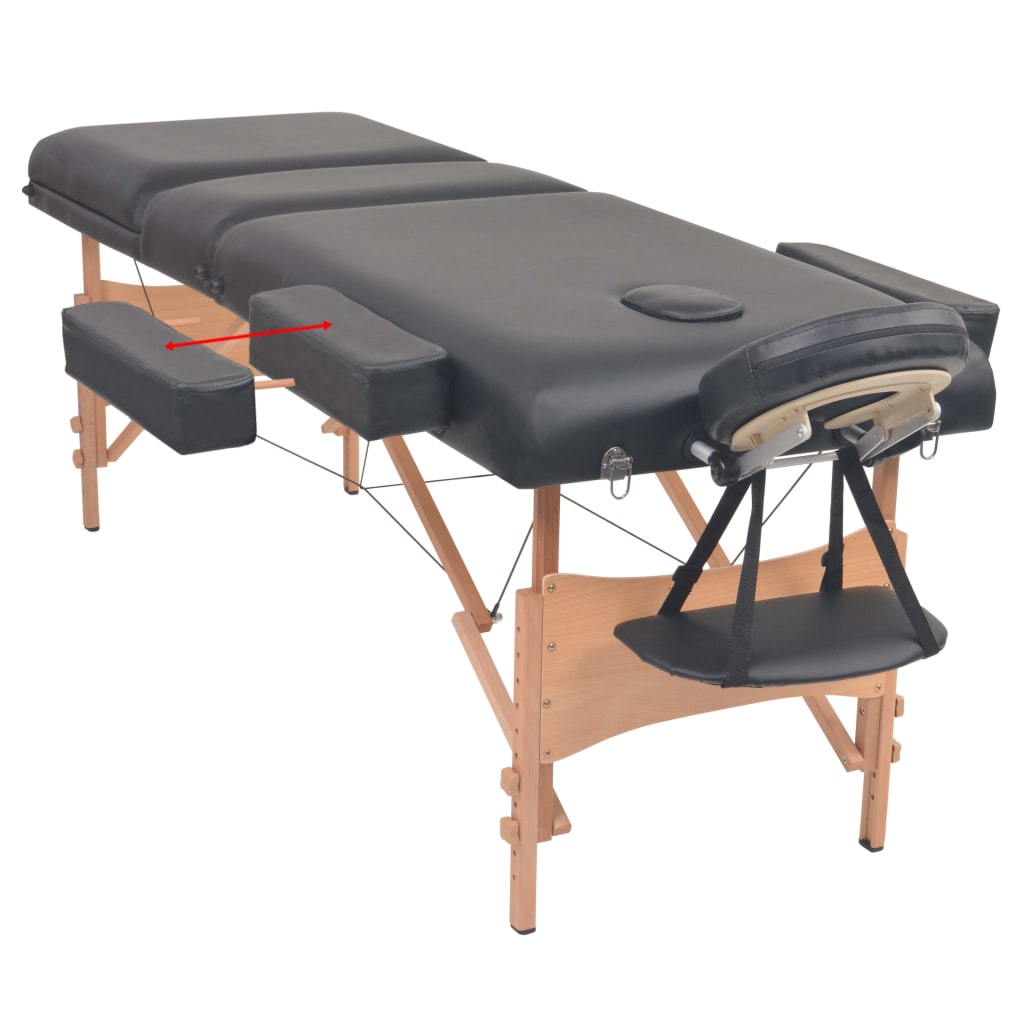 Massageliege 3-Zonen mit Hocker Klappbar 10 cm Sitz Schwarz - Premium Massagetische - Just €351.88! Shop now at homesales4u