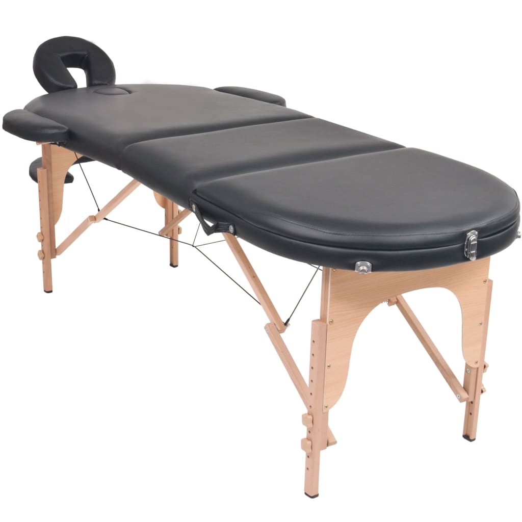 Massageliege Klappbar 4 cm Polsterung 2 Nackenrollen Schwarz - Premium Massagetische - Just €269.59! Shop now at homesales4u