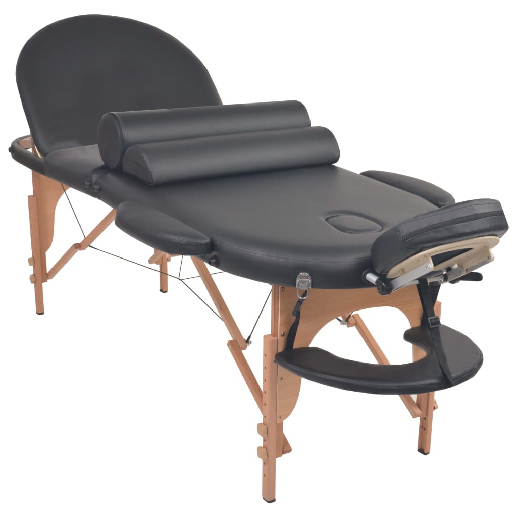 Massageliege Klappbar 4 cm Polsterung 2 Nackenrollen Schwarz - Premium Massagetische - Just €269.59! Shop now at homesales4u