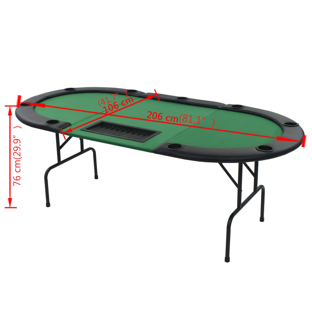 9-Spieler Poker Falttisch 3-fach Faltbar Oval Grün - Premium Poker- & Spieltische - Just €213.03! Shop now at homesales4u