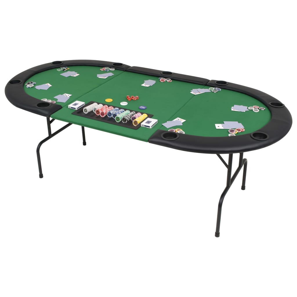 9-Spieler Poker Falttisch 3-fach Faltbar Oval Grün - Premium Poker- & Spieltische - Just €213.03! Shop now at homesales4u
